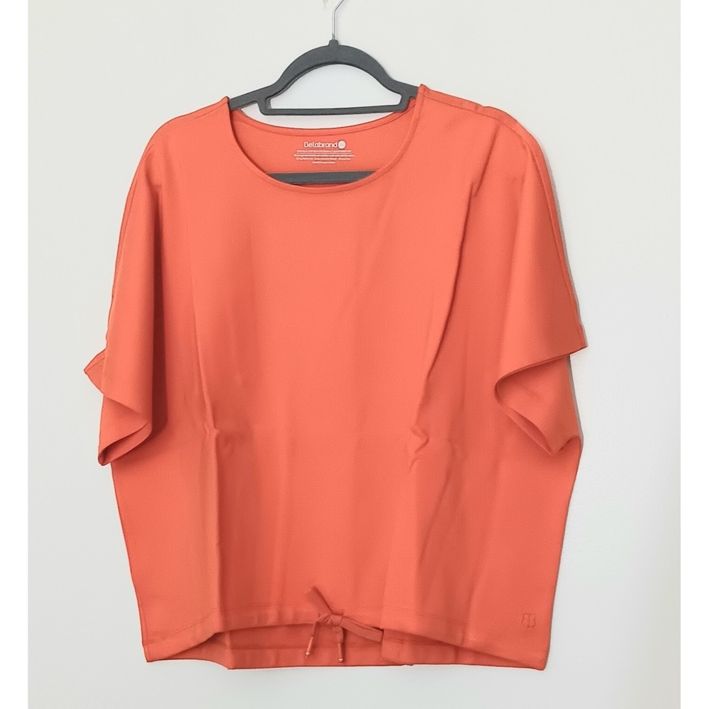 Betabrand Tee Women‎ Size 2XL Vibrant Orange Agile Drawstring Short Sleeve NEW